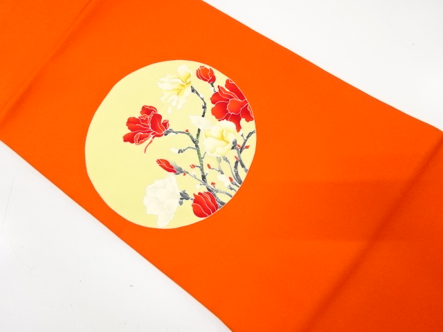 JAPANESE NAGOYA OBI / SHIOZE / HAND PAINTED / LOTUS